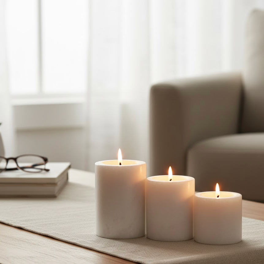 White Marble Candle Holder Set – Set of 3