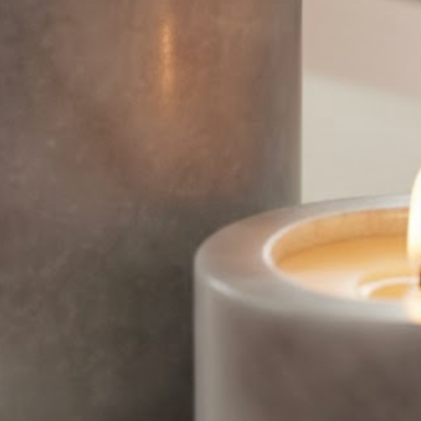 Gray Marble Candle Holder Set with Poured Candles – Set of 3