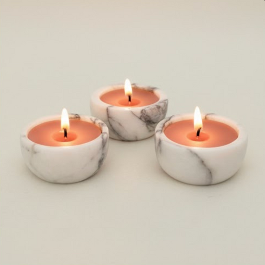 Purple Lilac Marble Poured Candle Holder Set – Set of 3