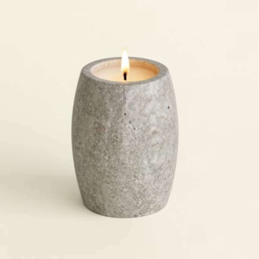 Silver Travertine Candle Holder Set with Tray – Set of 4