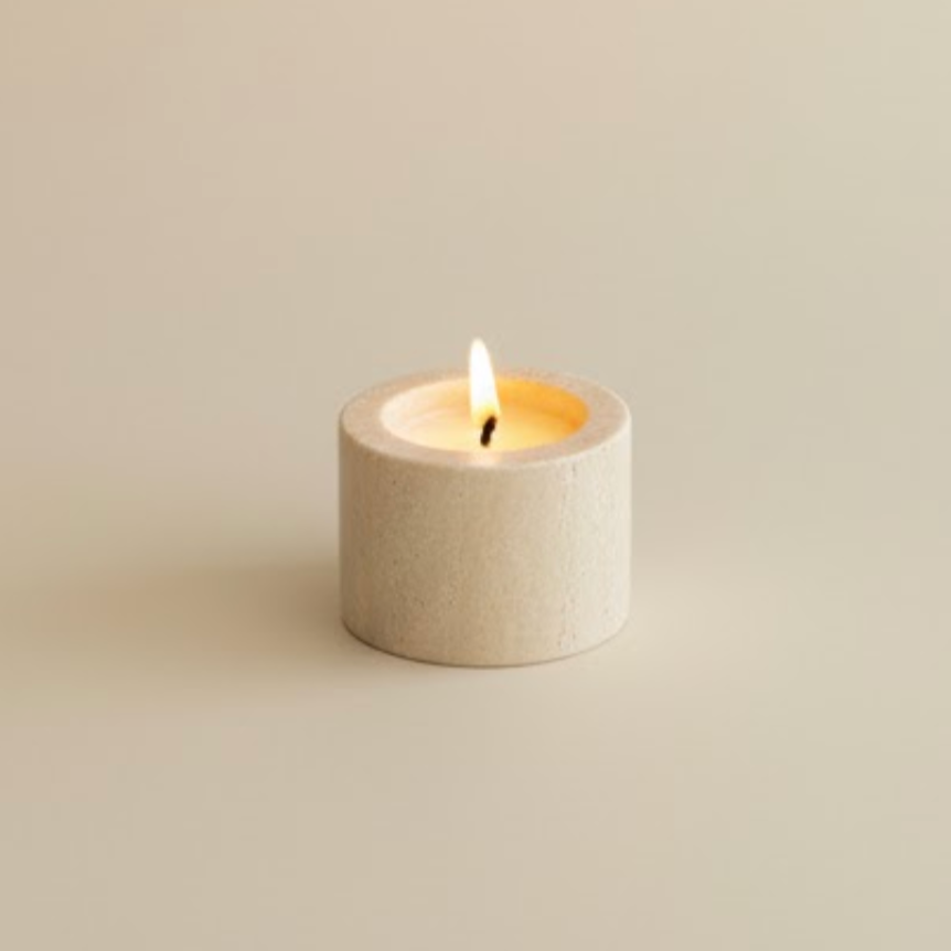 Travertine Decorative Tray & Candle Holder Set – Set of 4