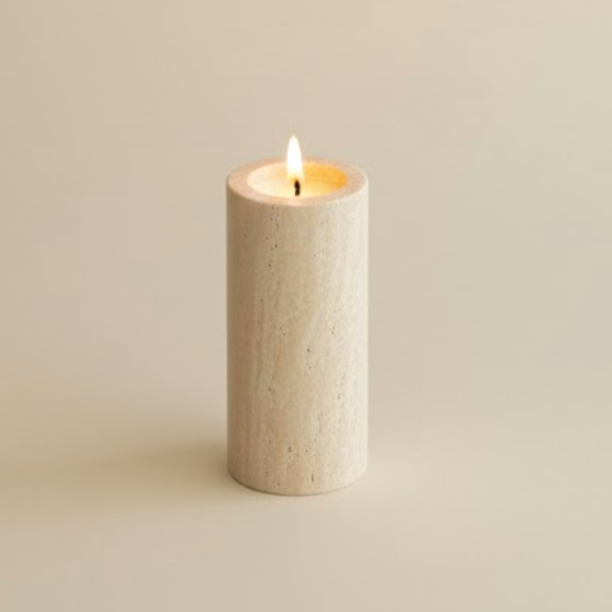 Travertine Decorative Tray & Candle Holder Set – Set of 4