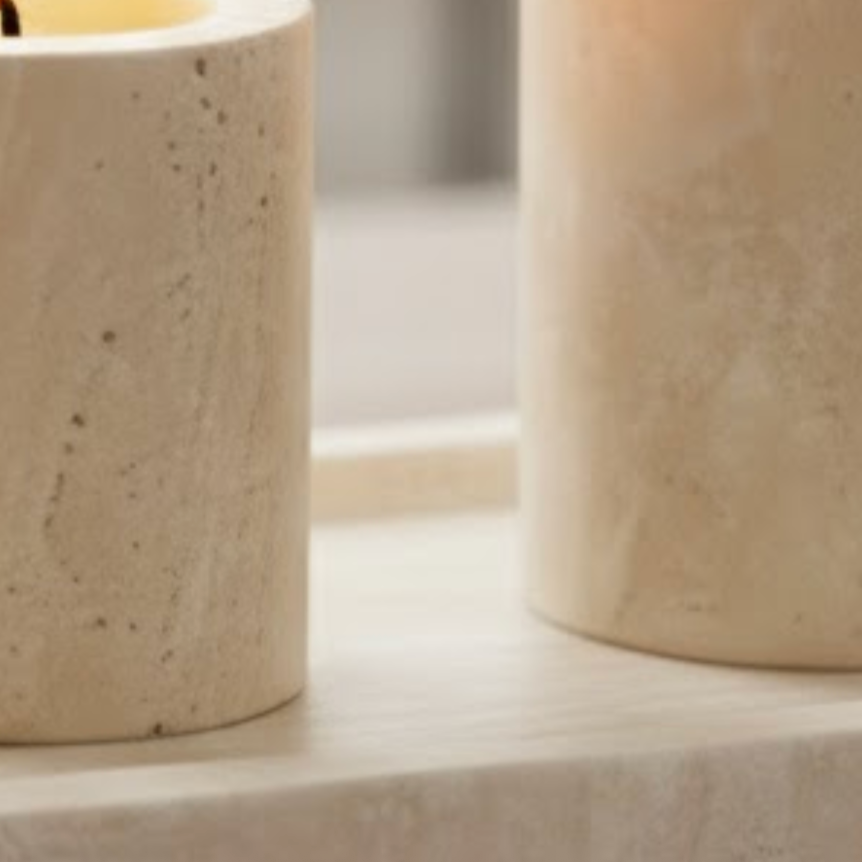 Travertine Decorative Tray & Candle Holder Set – Set of 4
