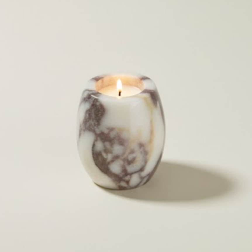 Lilac Marble Candle Holder Set with Tray – Set of 4