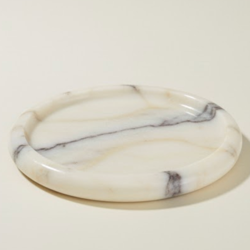 Lilac Marble Candle Holder Set with Tray – Set of 4