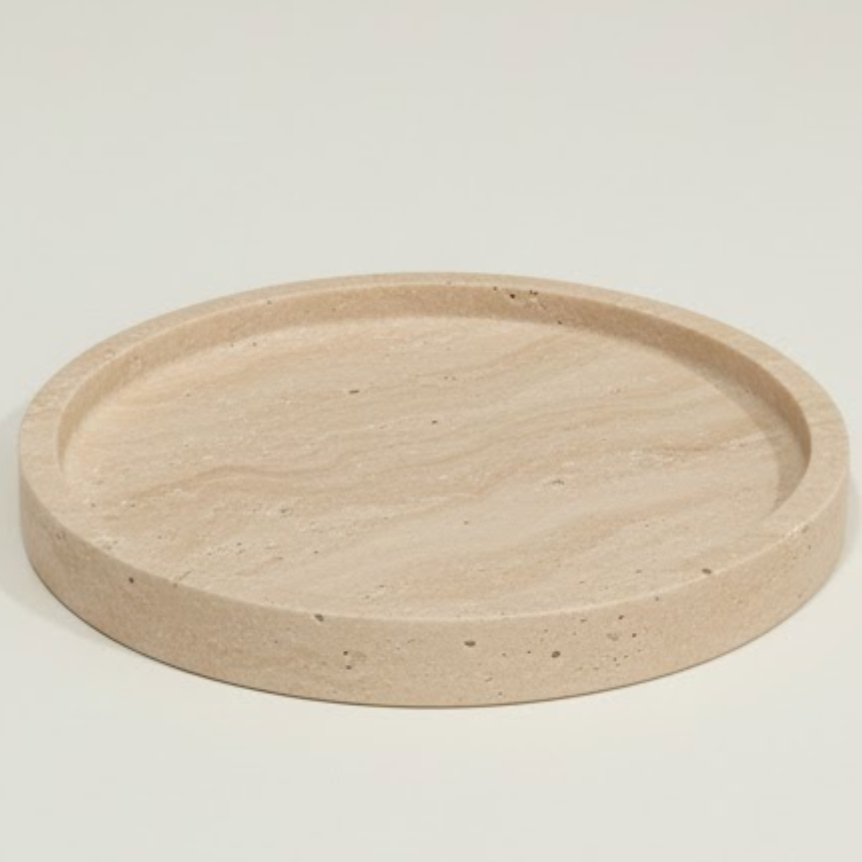 Natural Stone Candle Holder Set with Tray – Set of 6