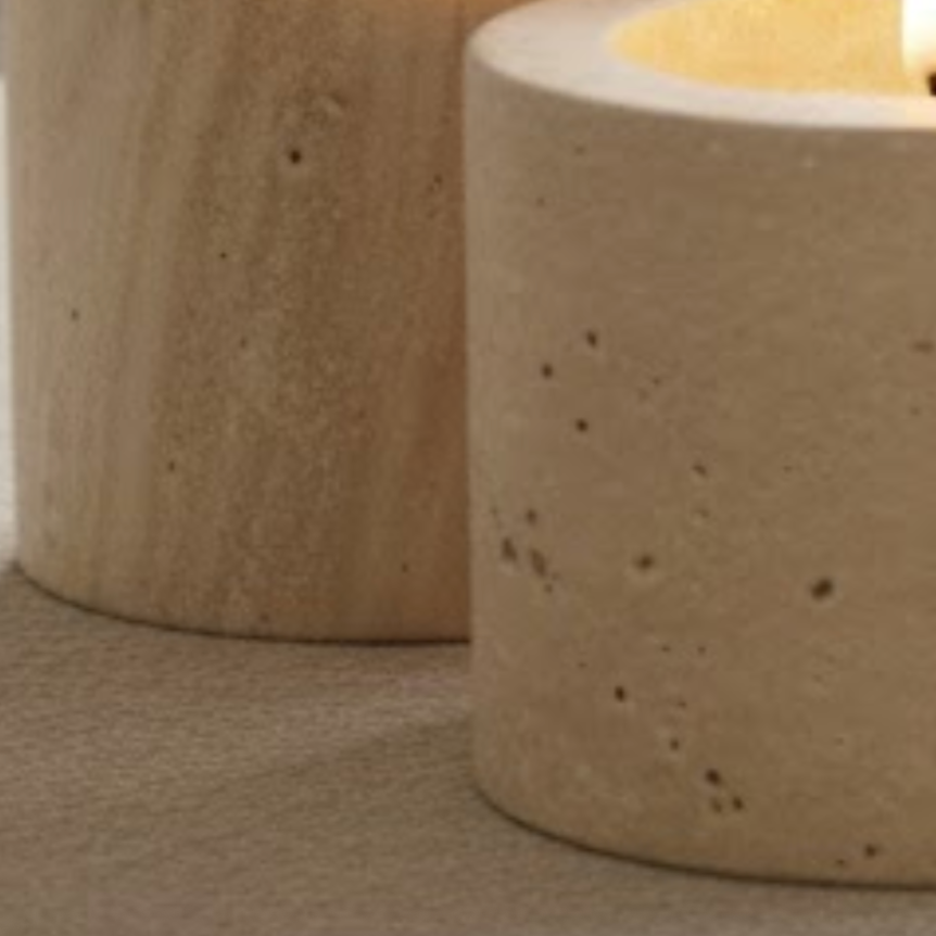 Natural Stone Candle Holder Set with Tray – Set of 6
