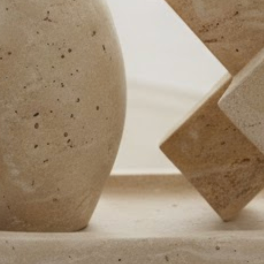 Travertine Natural Stone Accessory Set – Candle Holder, Figurine & Jewelry Stand