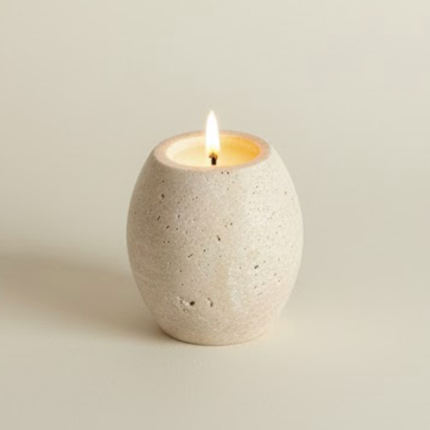 Travertine Natural Stone Accessory Set – Candle Holder, Figurine & Jewelry Stand