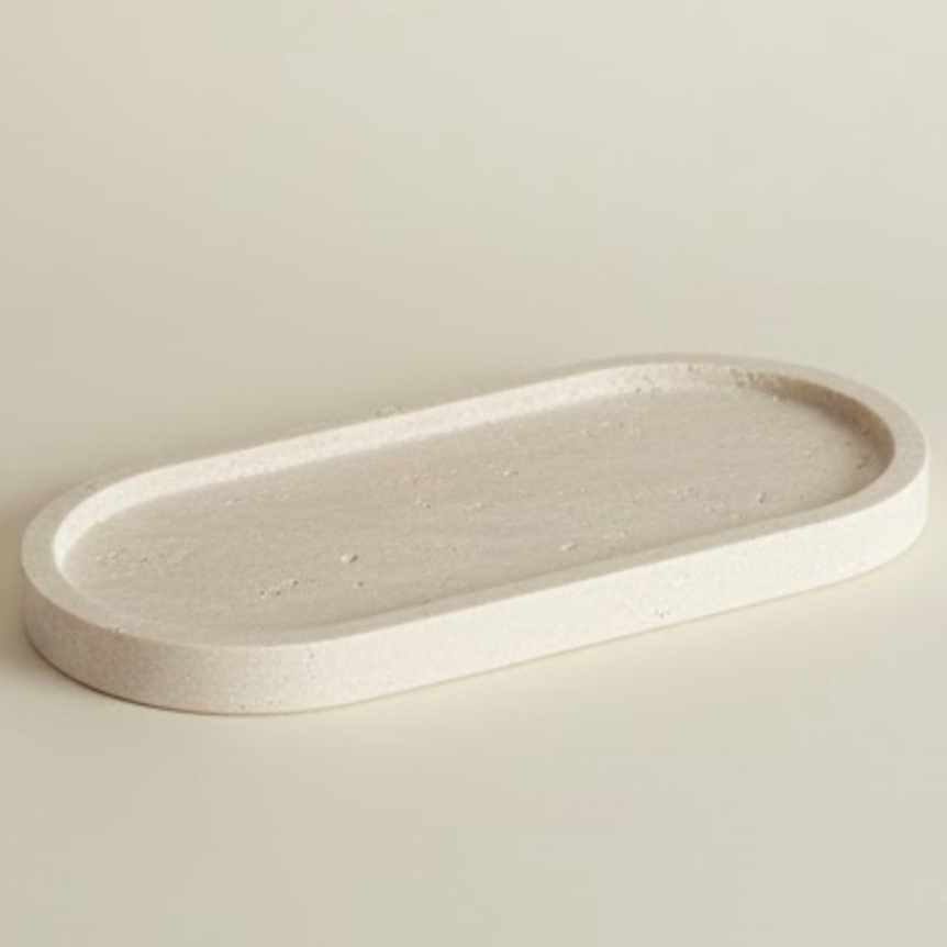 Travertine Natural Stone Accessory Set – Candle Holder, Figurine & Jewelry Stand