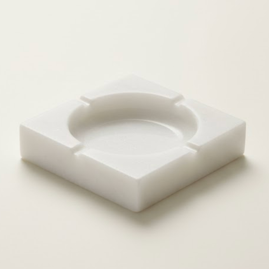 White Marble Square Ashtray – Handcrafted Natural Stone