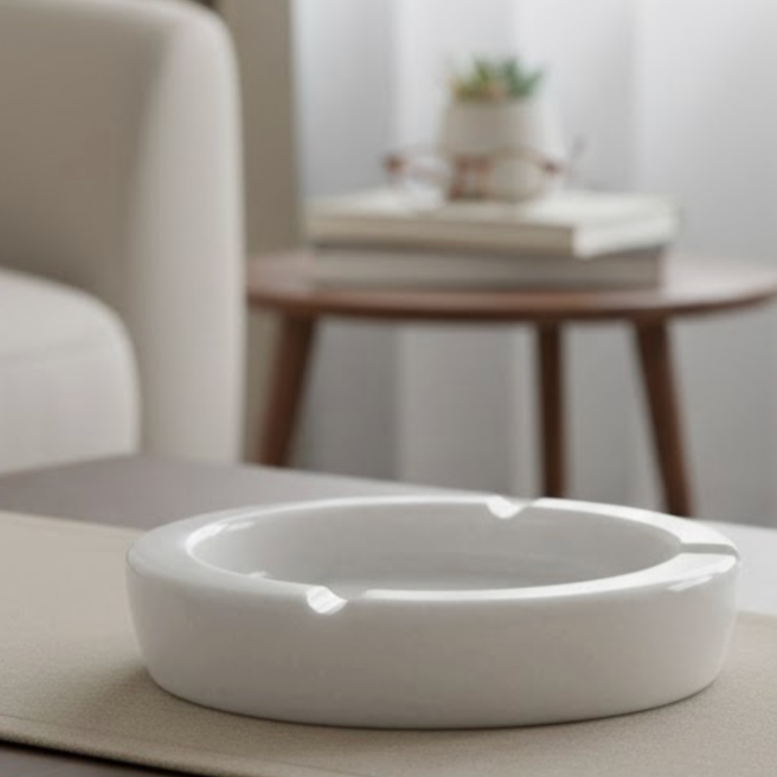 White Natural Marble Ashtray (Handcrafted)