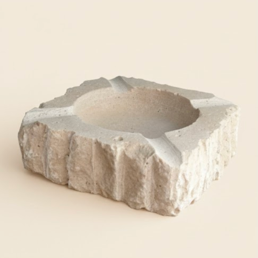 Travertine Natural Stone Ashtray (Handcrafted)