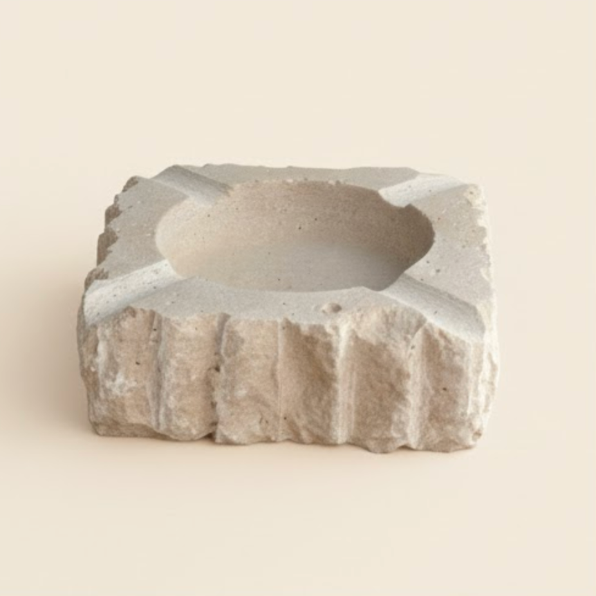 Travertine Natural Stone Ashtray (Handcrafted)