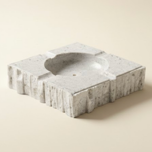 Silver Travertine Natural Stone Ashtray (Handcrafted)
