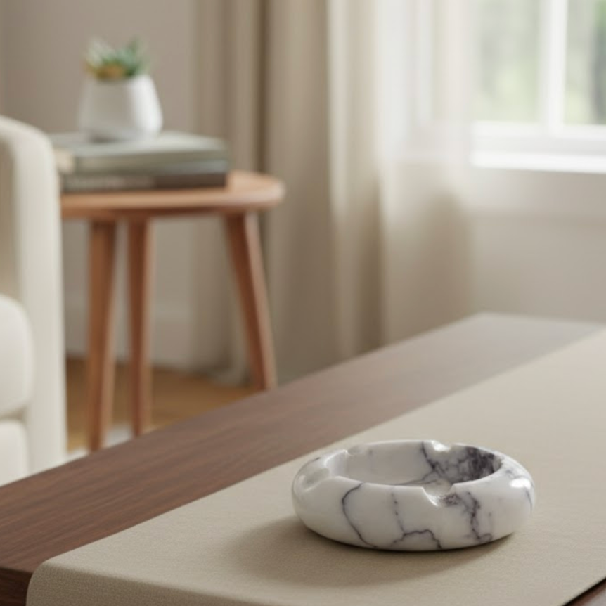 Lilac Marble Ashtray – Natural Elegance (Handcrafted)