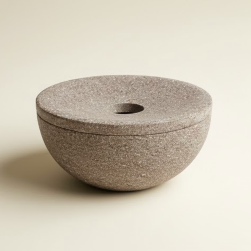 Natural Stone Ashtray with Lid – Handcrafted