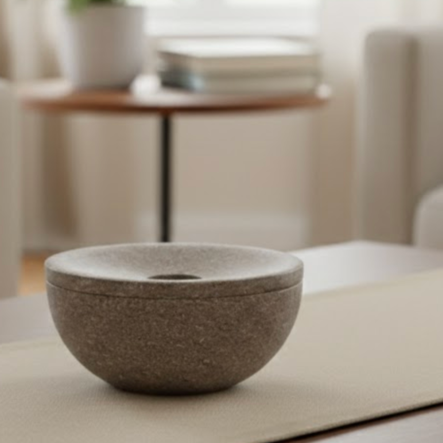 Natural Stone Ashtray with Lid – Handcrafted