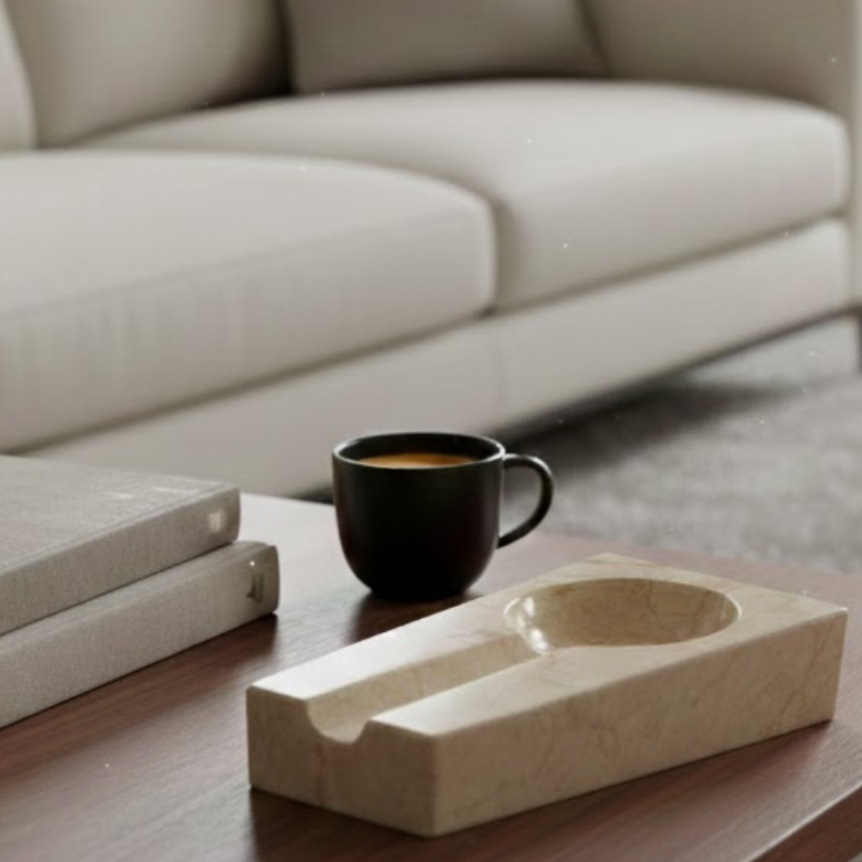 Beige Marble Cigar Ashtray (Handcrafted)