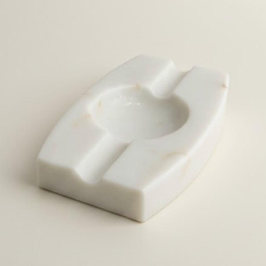 Sugar Marble Double-Sided Cigar Ashtray (Handcrafted)