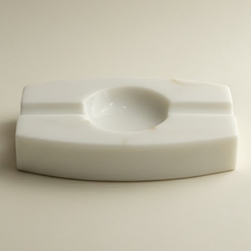 Sugar Marble Double-Sided Cigar Ashtray (Handcrafted)