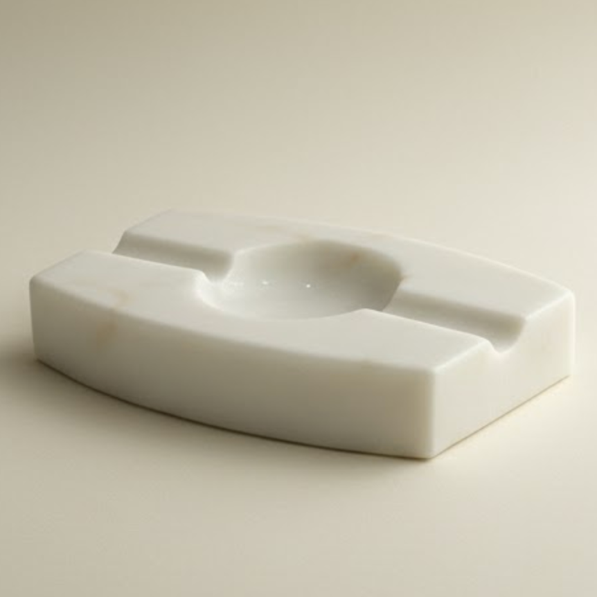 Sugar Marble Double-Sided Cigar Ashtray (Handcrafted)
