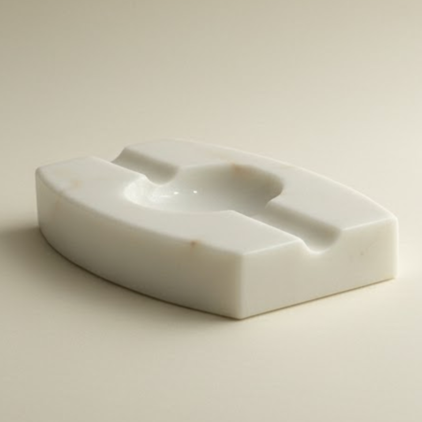 Sugar Marble Double-Sided Cigar Ashtray (Handcrafted)