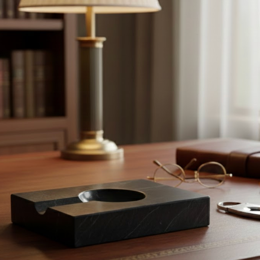 Black Marble Cigar Ashtray (Handcrafted)