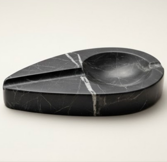 Black Marble Ellipse Cigar Ashtray (Handcrafted)