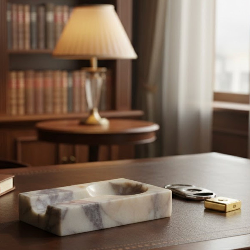 Lilac Marble Cigar Ashtray (Handcrafted)