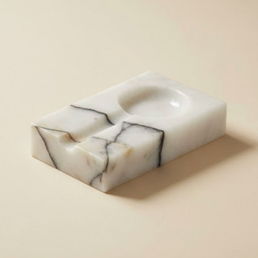 Marble Cigar Ashtray – Natural Stone (Handcrafted)