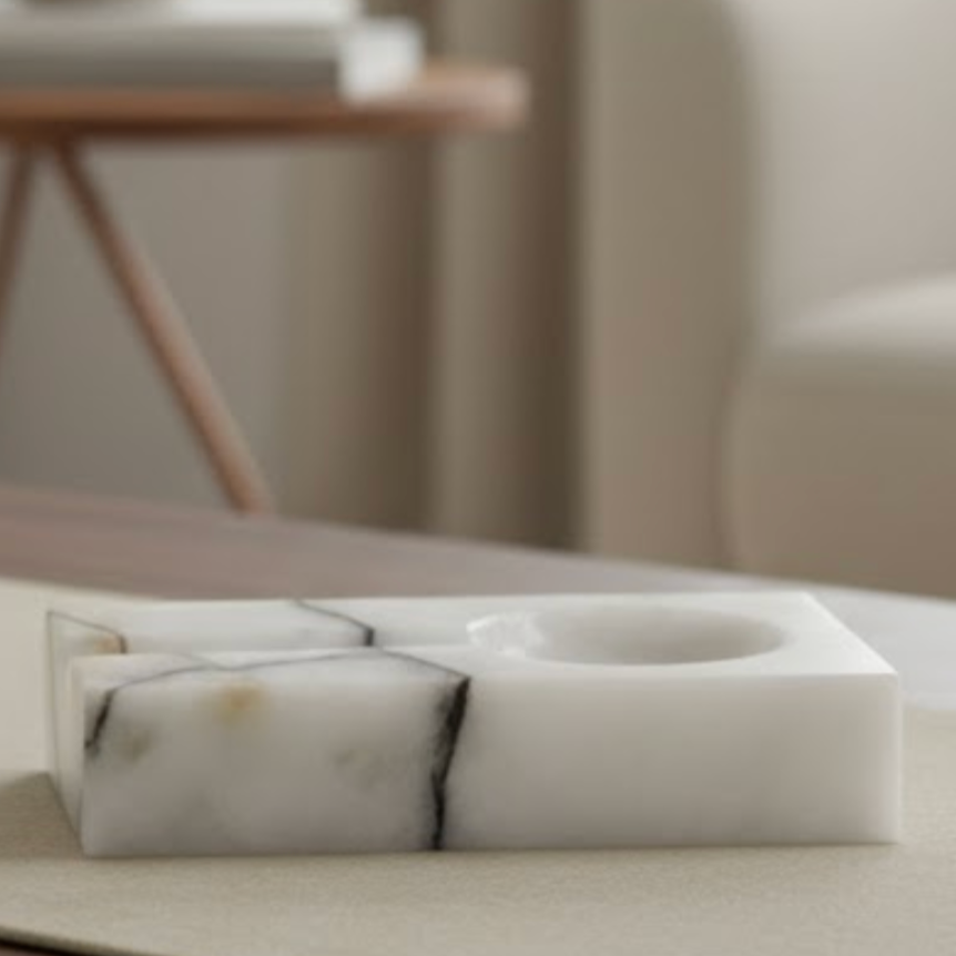 Marble Cigar Ashtray – Natural Stone (Handcrafted)