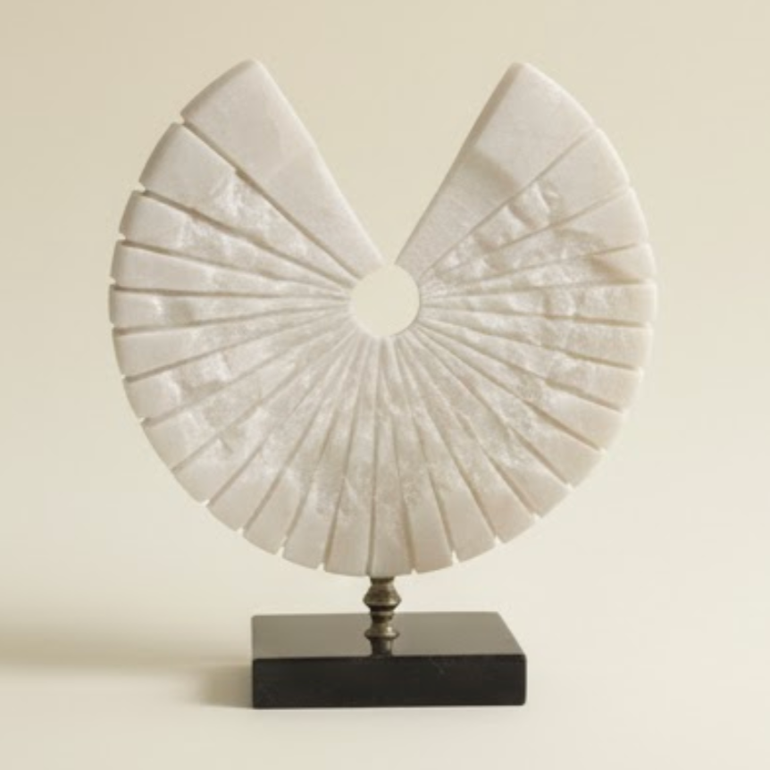 White & Black Marble Base Decorative Object Set with Silver Detail – 2 Piece