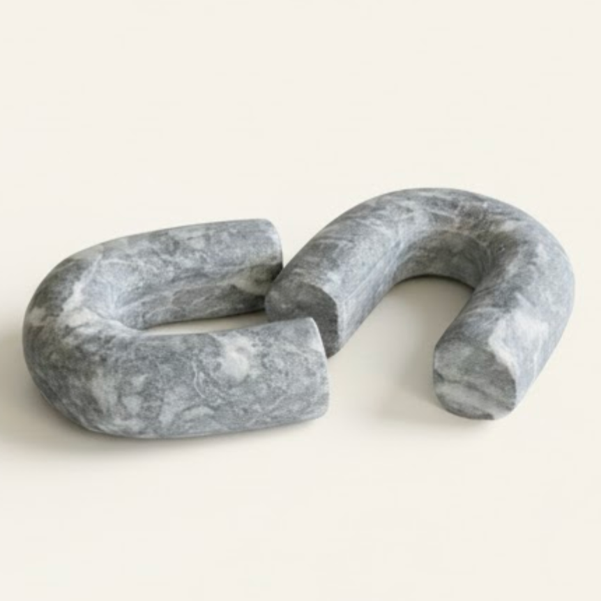 Uludag Black Matte Marble Decorative Object & Bookend Set – 2 Piece (Handcrafted)