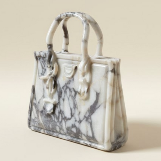 Violet Marble Handbag Decorative Object (Handcrafted)