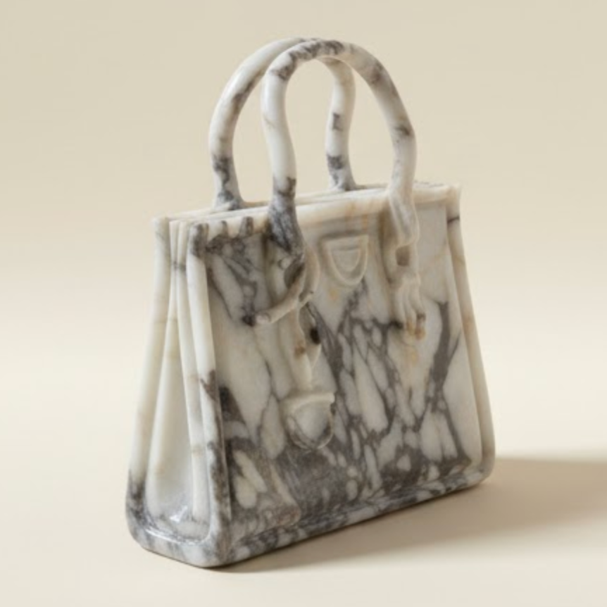 Violet Marble Handbag Decorative Object (Handcrafted)