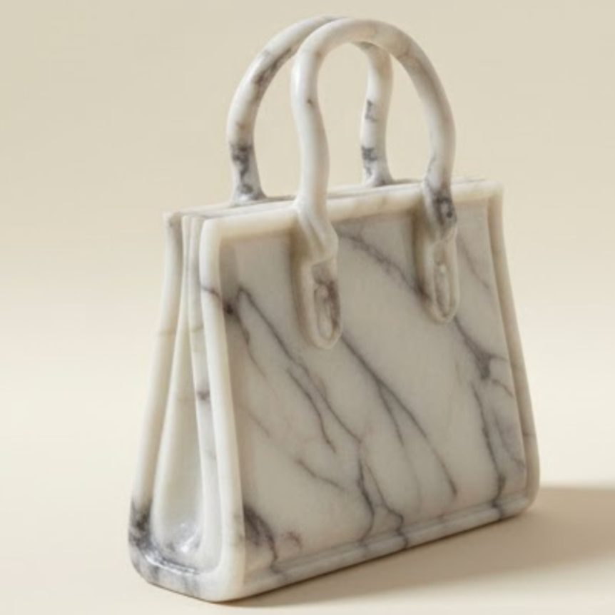 Violet Marble Handbag Decorative Object (Handcrafted)
