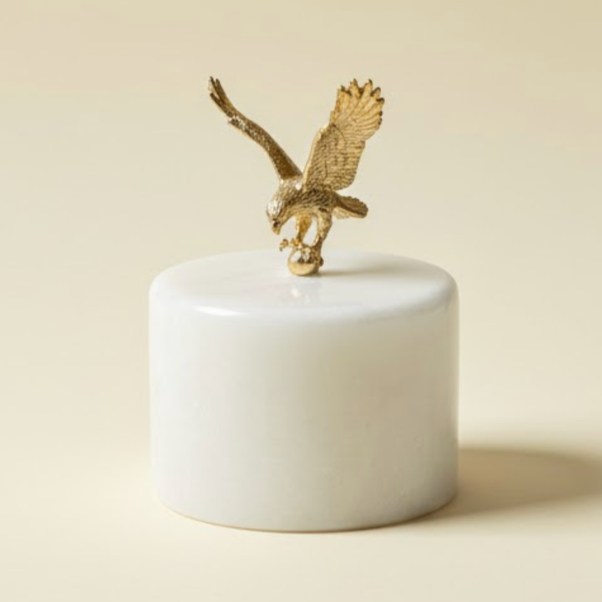 Marble Base Eagle Decorative Weight – Natural Stone Desk & Decor Object