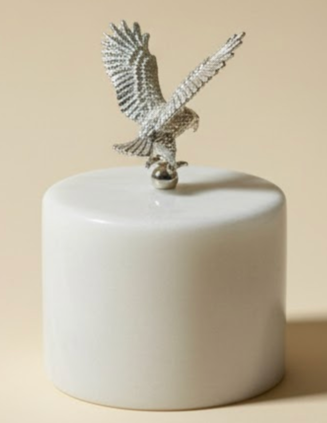 Marble Base Silver Eagle Decorative Weight – Natural Stone Desk Object