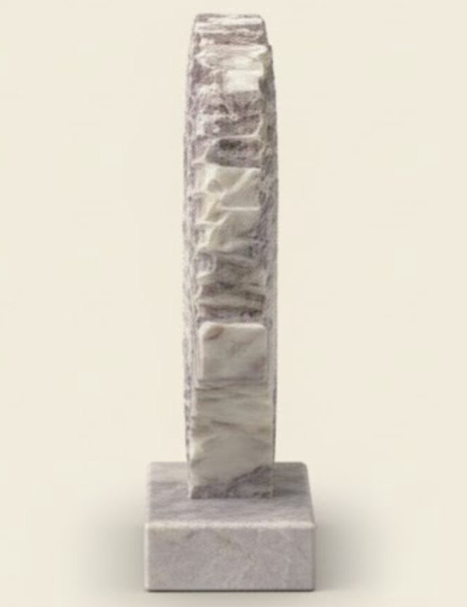 Lilac Marble Natural Stone Heart Sculpture with Tree Figure – Decorative Object