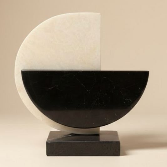 Black & White Marble Decorative Accessory – Handcrafted Natural Stone Object