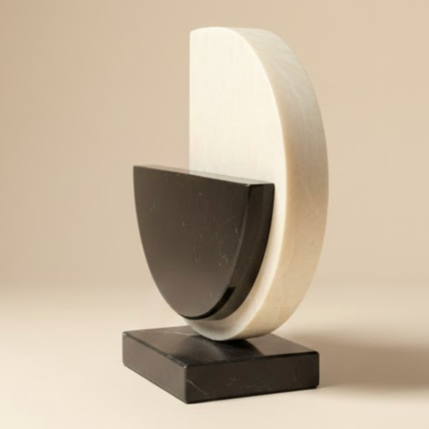 Black & White Marble Decorative Accessory – Handcrafted Natural Stone Object
