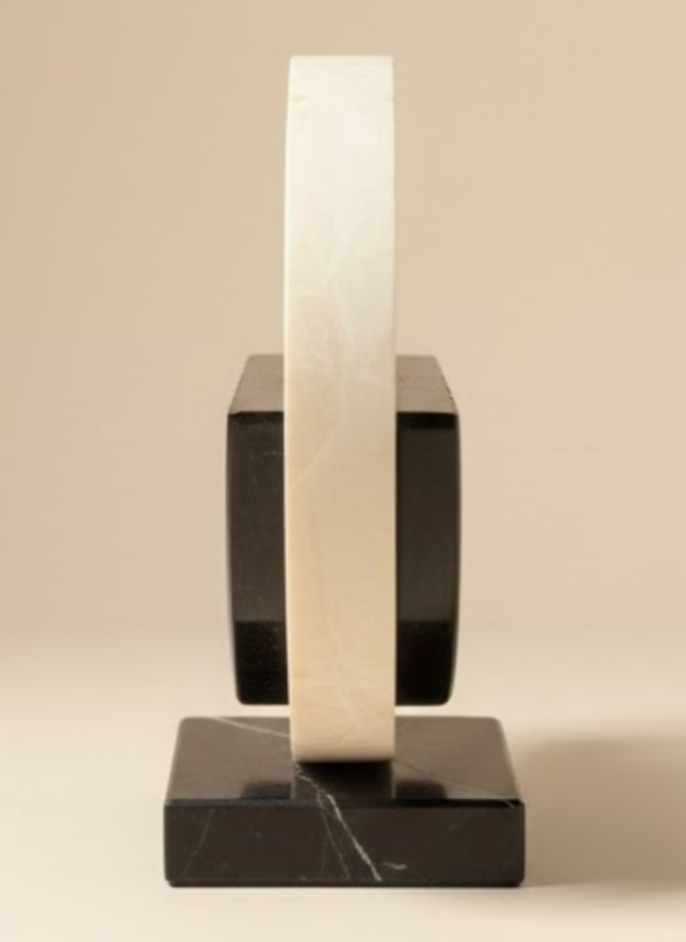 Black & White Marble Decorative Accessory – Handcrafted Natural Stone Object