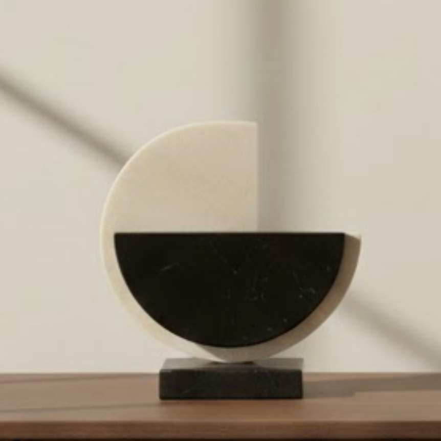 Black & White Marble Decorative Accessory – Handcrafted Natural Stone Object