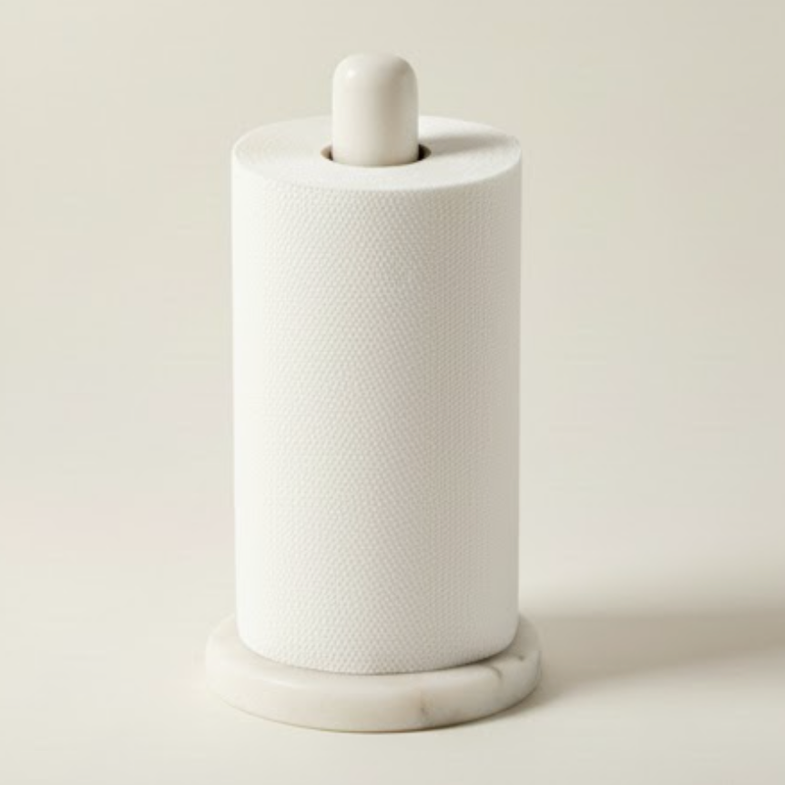 White Marble Paper Towel Holder – Handcrafted Natural Stone