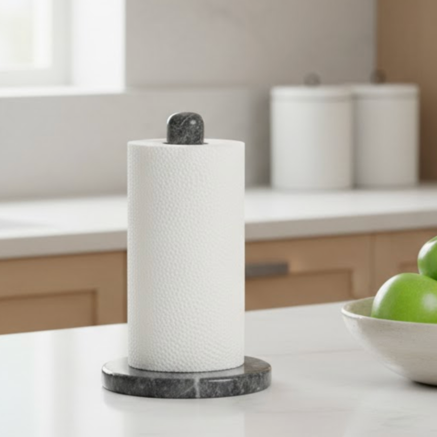 Black Marble Paper Towel Holder – Handcrafted Natural Stone