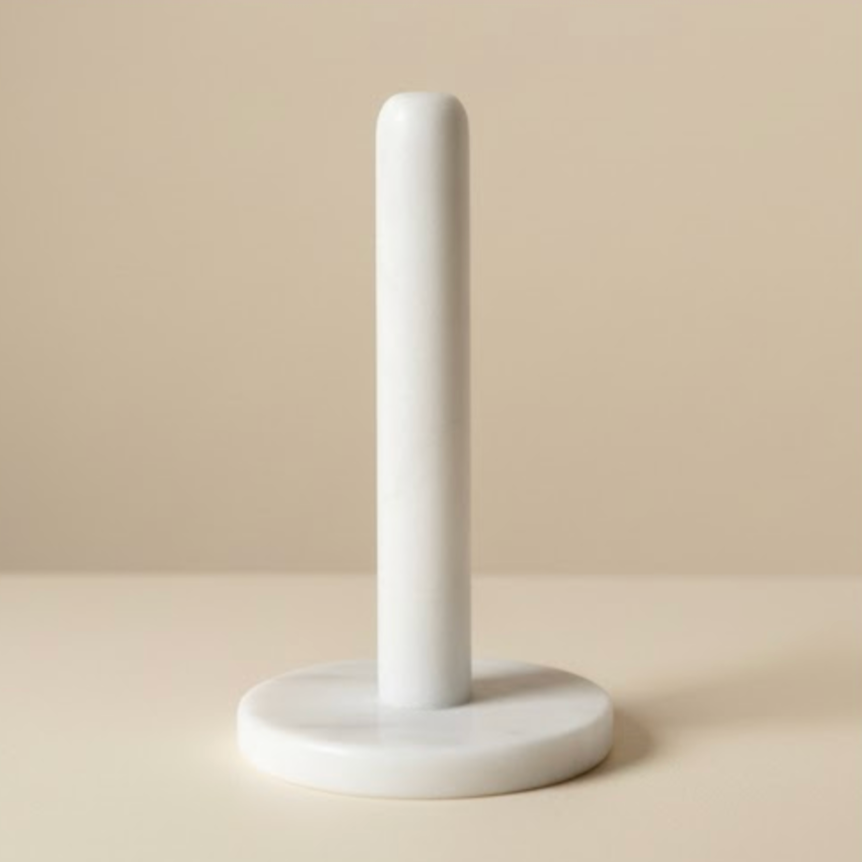 White Marble Paper Towel Holder – Handcrafted Natural Stone