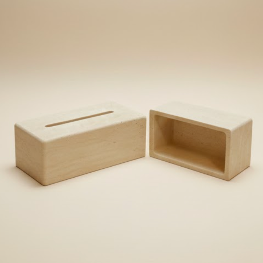 Travertine Natural Stone Napkin Holder – Handcrafted Minimal Design