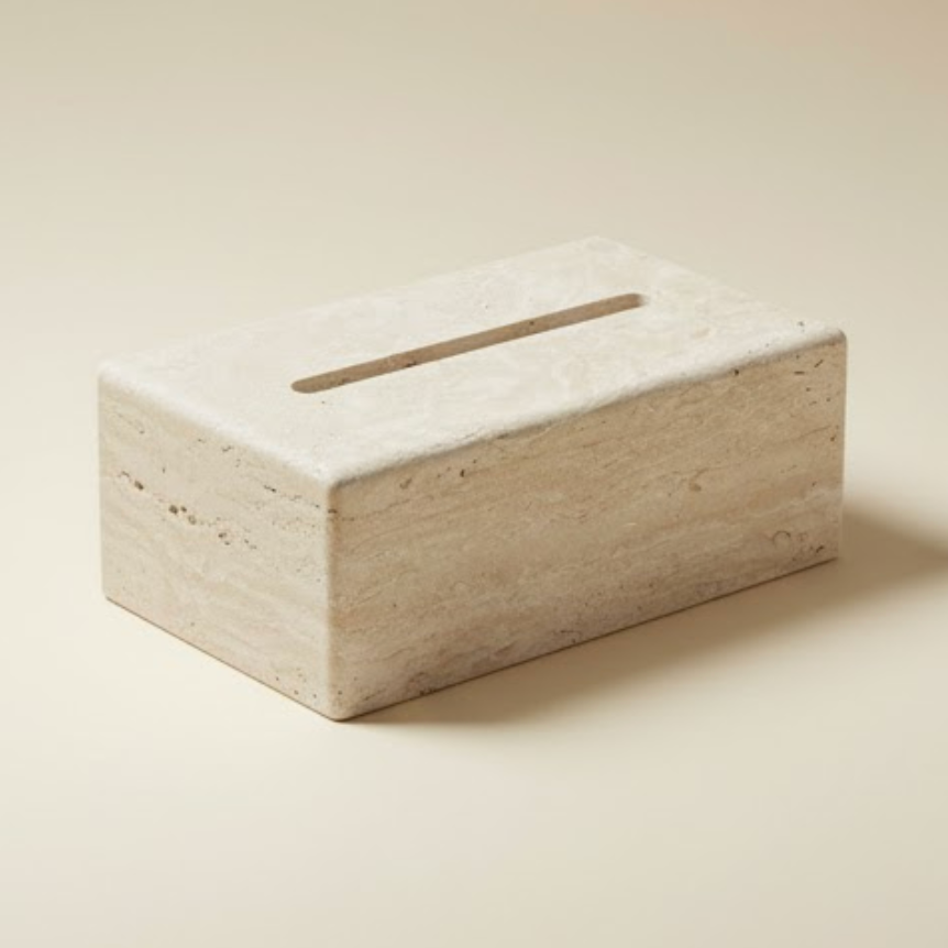 Travertine Natural Stone Napkin Holder – Handcrafted Minimal Design