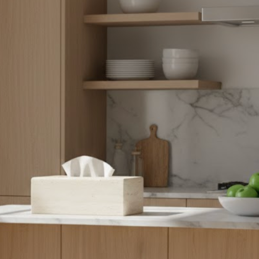 Travertine Natural Stone Napkin Holder – Handcrafted Minimal Design